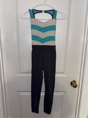Tiger Friday Unitard Size Child XL Colorblock Teal and Gray Athletic